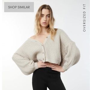 OAK + FORT OVERSIZED CROPPED KNIT CARDIGAN